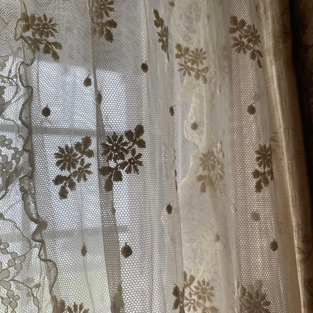 さえら風 雰囲気良い素敵な 2Way レースカーテン のれん風