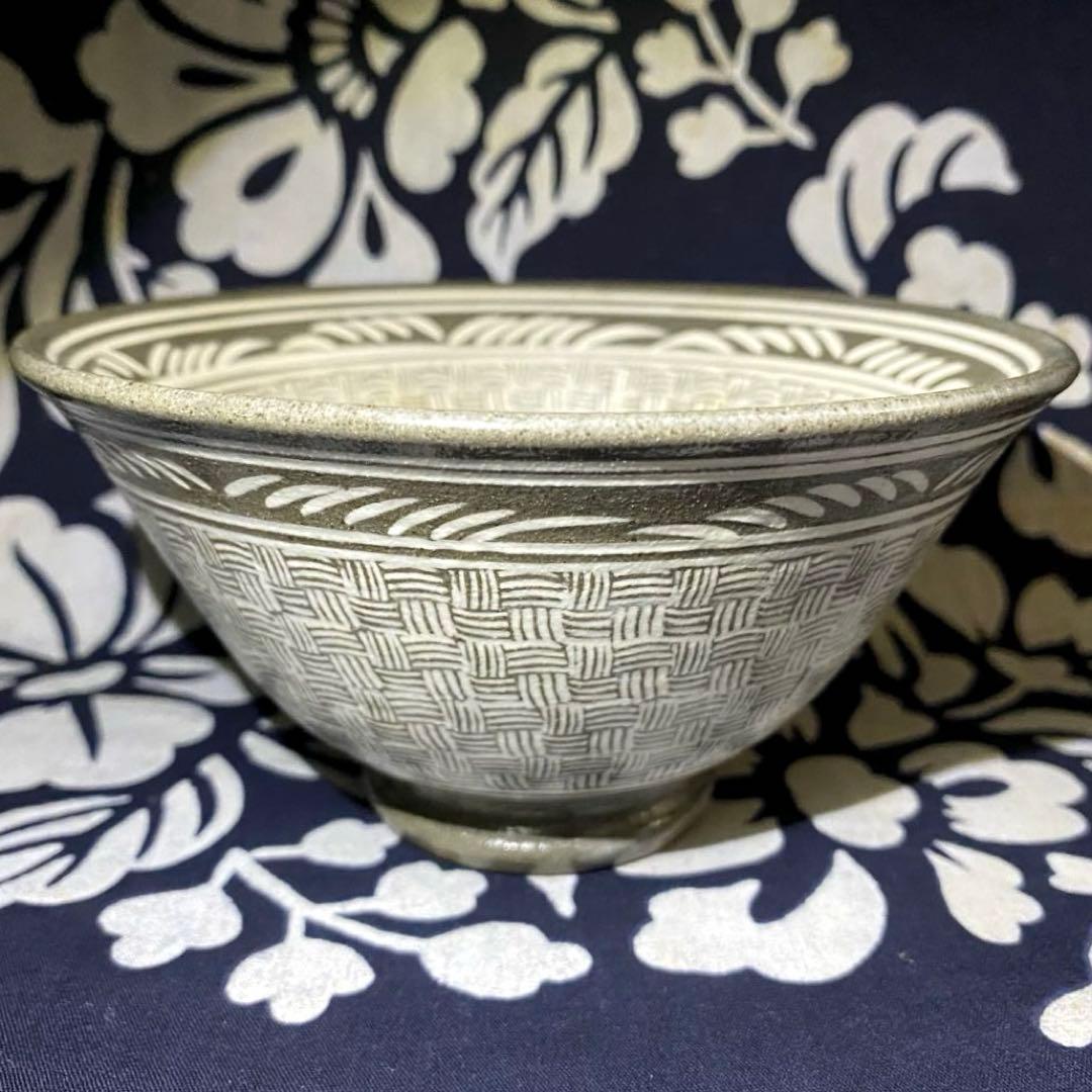 韓国 柳昌坤 高麗三島茶碗 韓国瑞昌陶芸研究所 瑞昌窯 白土象嵌