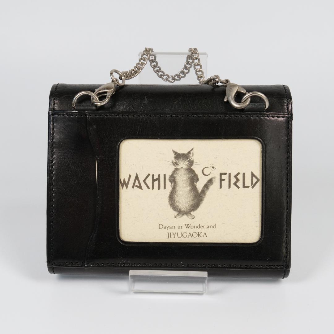 良品✨ わちふぃーるど ダヤン 本革 二つ折り財布 ブラック 刺繍 チェーン付