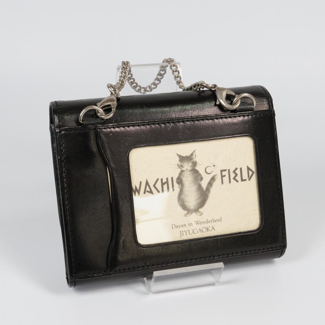 良品✨ わちふぃーるど ダヤン 本革 二つ折り財布 ブラック 刺繍 チェーン付