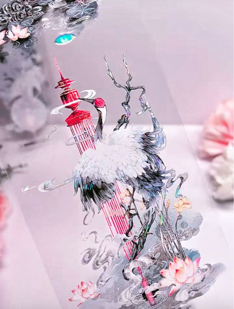 【8899】海外　2.46/4.92/巻　貝殻光マスキングテープ　動物系　鶴古風