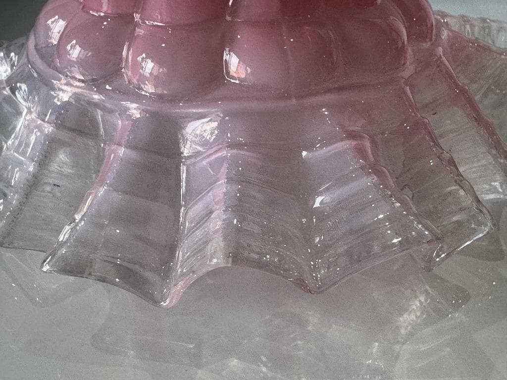 ⑦ 英国アンティーク ピンクとオパールセンド ランプシェード フリル