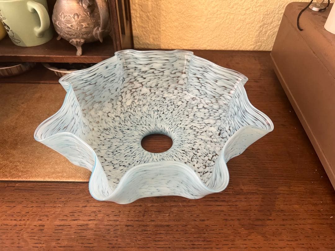 乳白 水色 吹雪 電傘 電笠 シェードランプ 氷コップ アンティーク