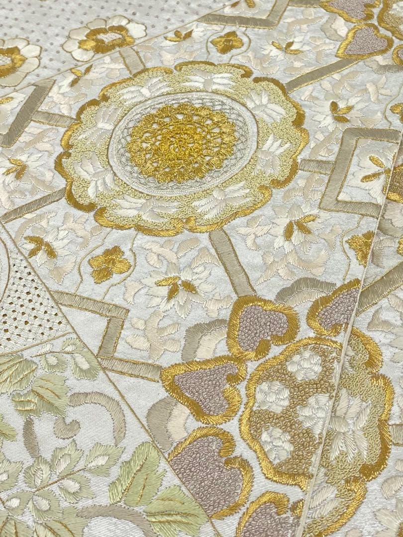 蘇州刺繍 相良刺繍 汕頭刺繍 袋帯 華蜀江 立涌 カラー芯 金糸 正絹 六