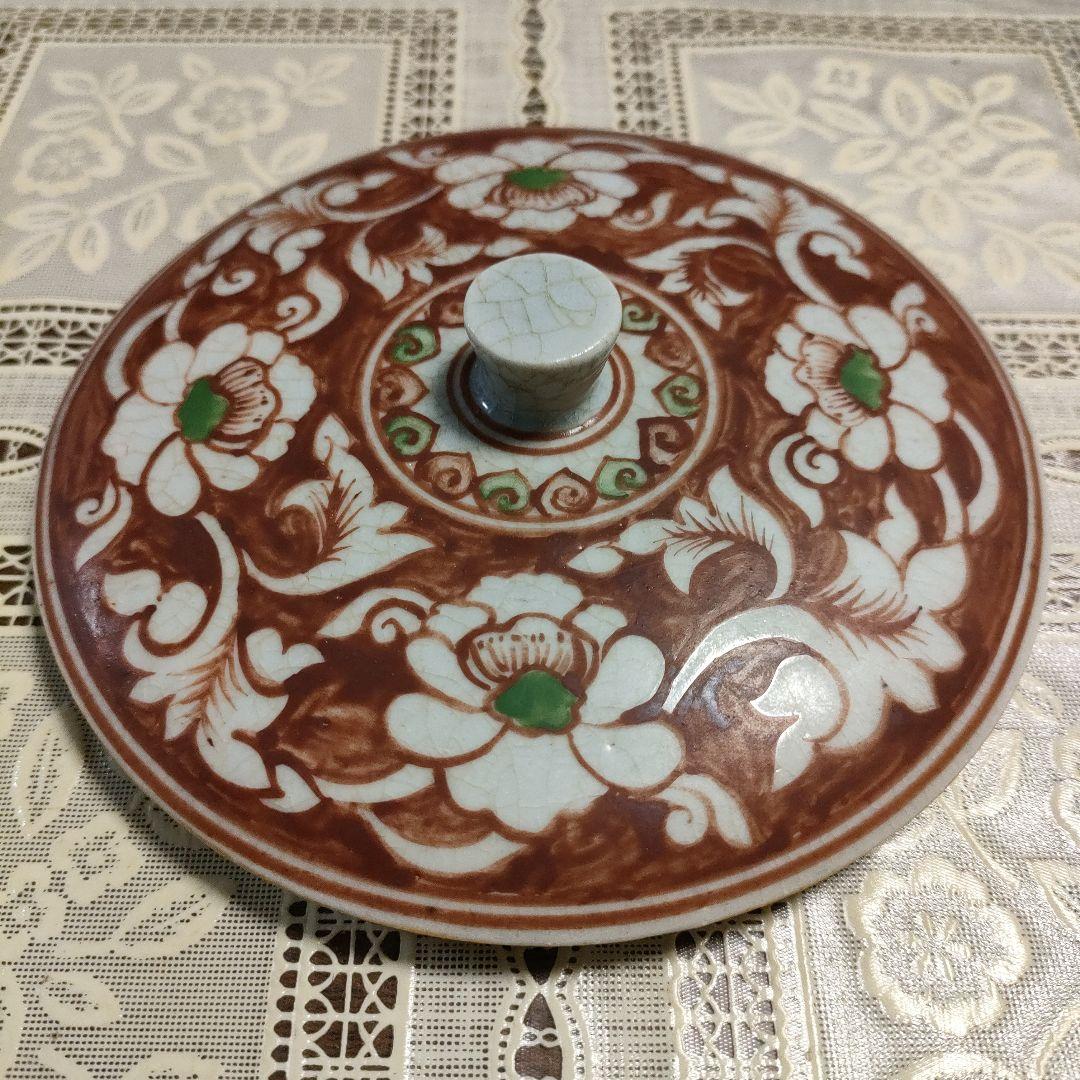 古代佛教遺跡出土完品『紅安南魚草紋酒会壺』桐箱＆