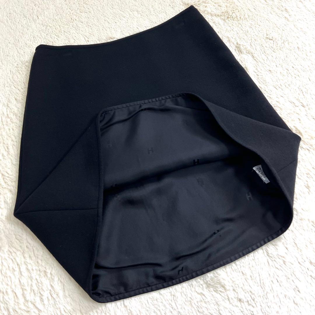 『美品』HERMES エルメス　ウールスカート　Hモチーフ ブラック　34