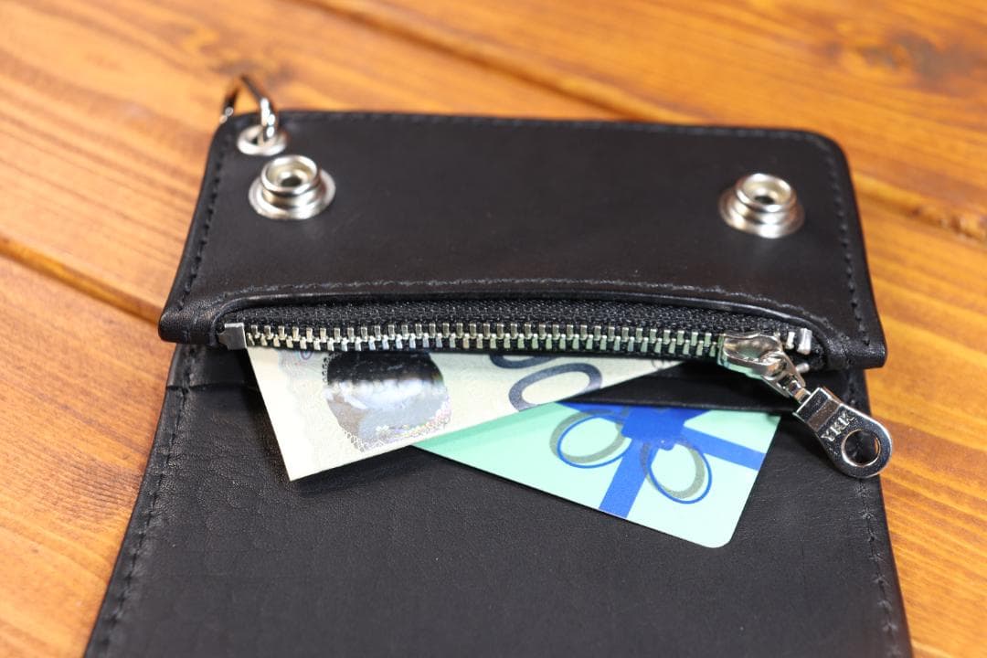 型押しクロコミニトラッカーウォレット　シルバー925アポロ コンチョ付き