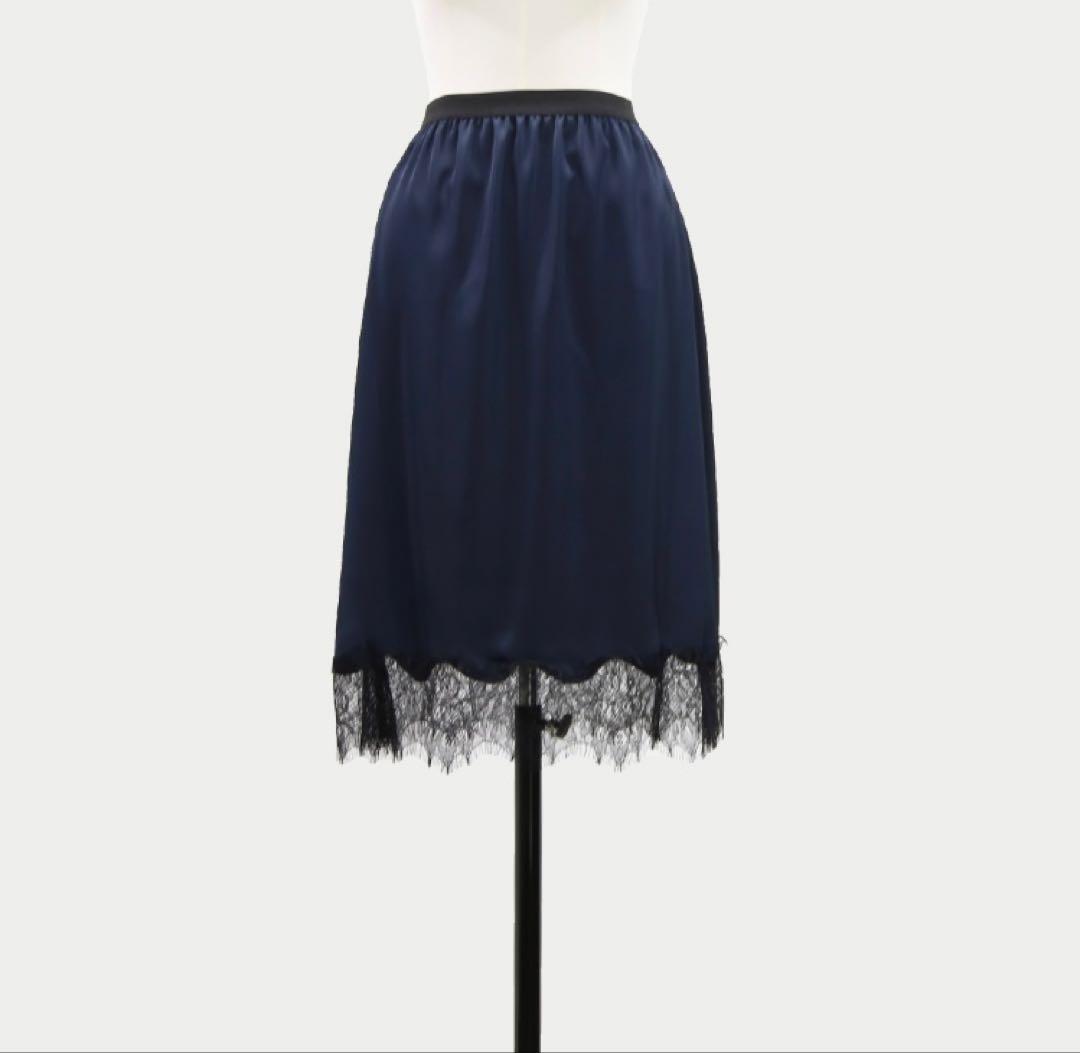 2025 machatt レースサテンスカート　ネイビー