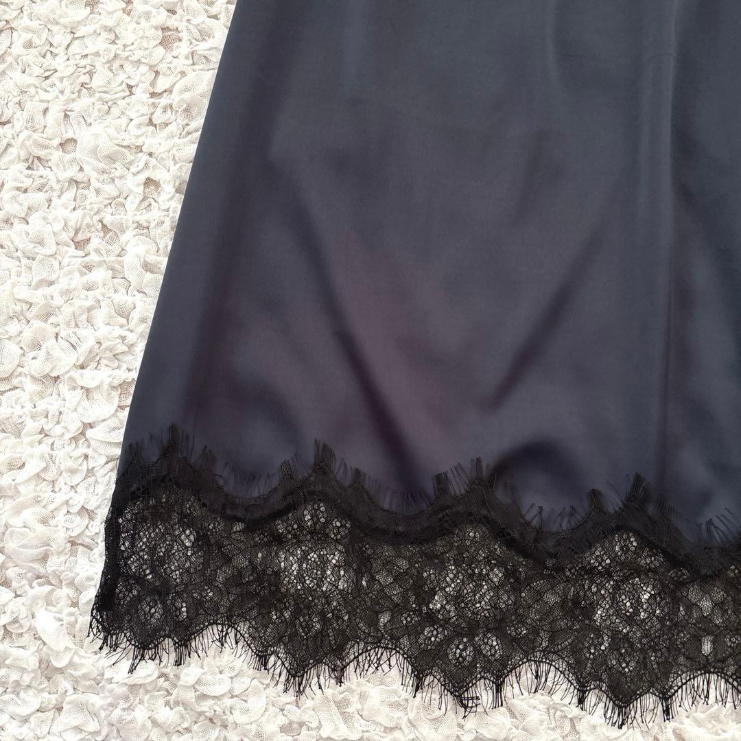 2025 machatt レースサテンスカート　ネイビー