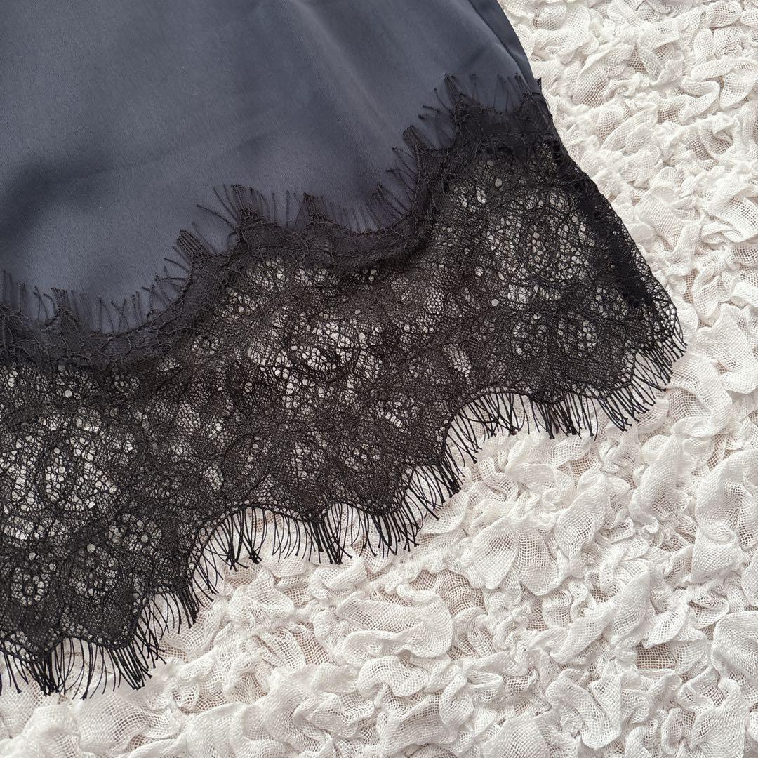 2025 machatt レースサテンスカート　ネイビー