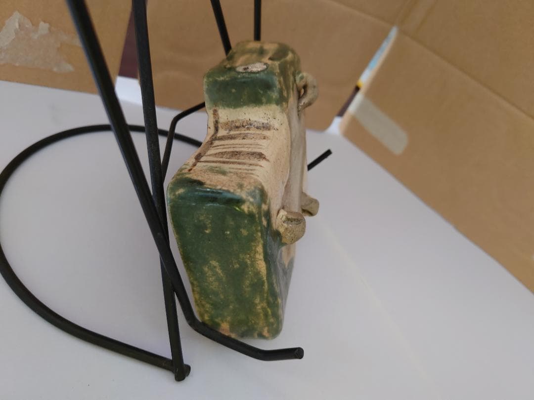 ☆美濃 織部焼☆青織部三環足向付☆桃山時代☆