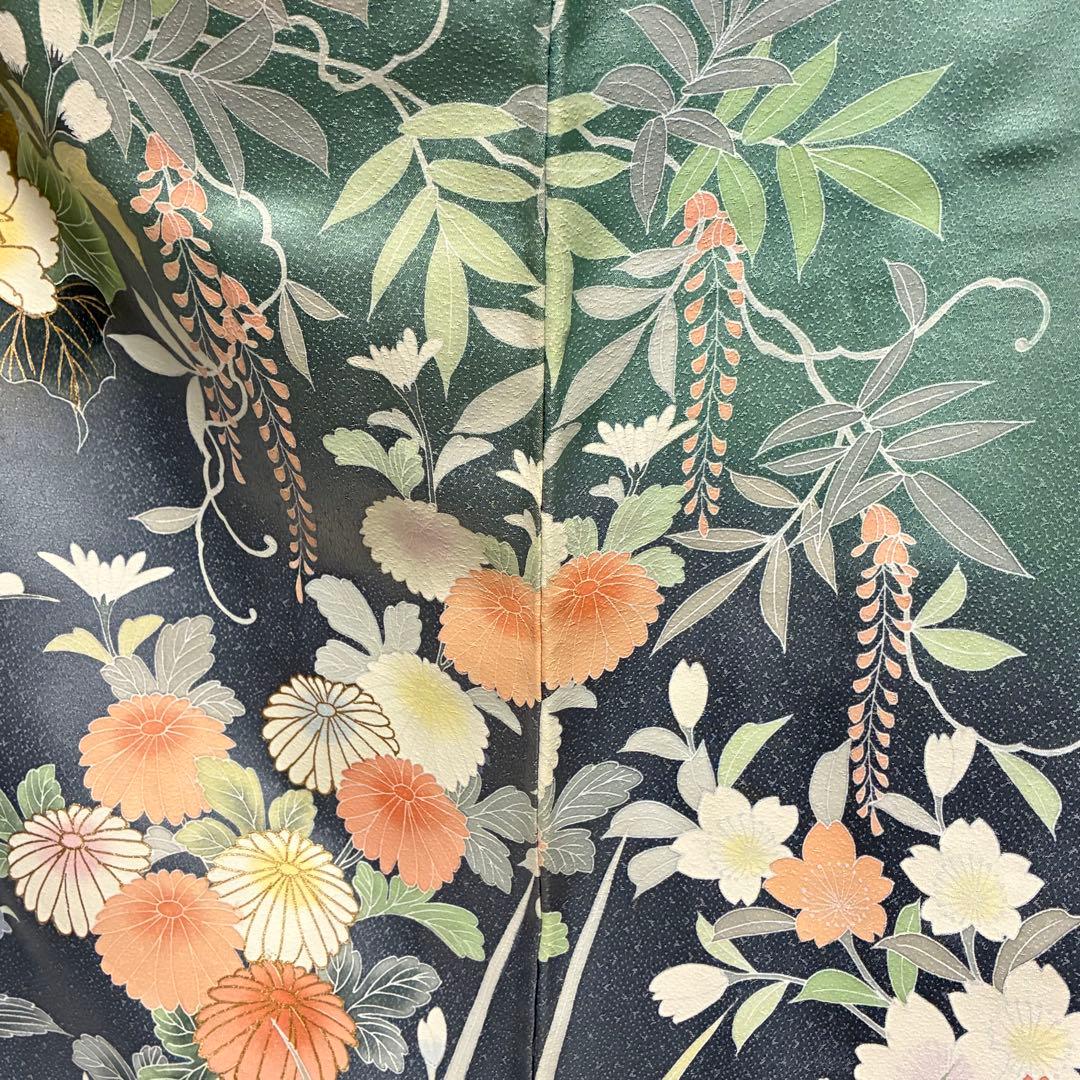 D30 訪問着 豪華花模様 一つ紋 正絹 着物 袷 極美品 訪問着 レンタル