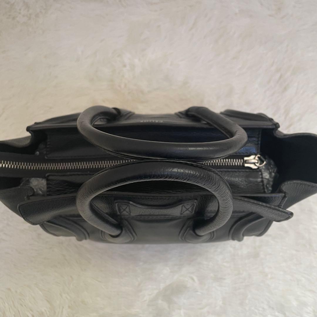 CELINE ラゲージ マイクロショッパー ハンドバッグ レザー 本革 ブラック