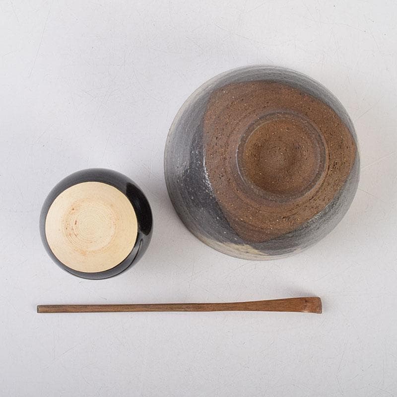 茶道具 青面朱茶箱 茶碗 金蒔絵 棗 香合など 七点 一式 仕