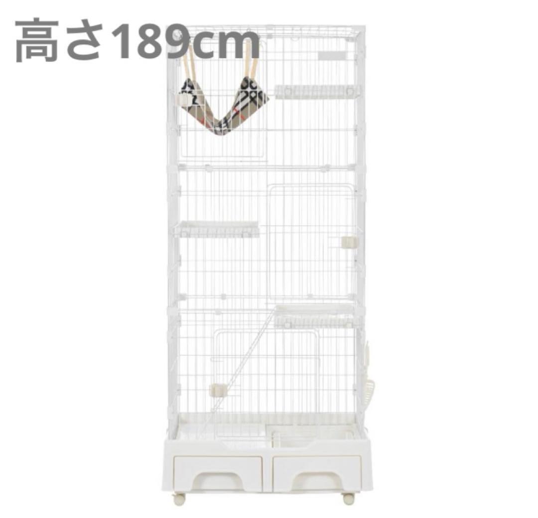 キャットケージ　キャスター付き　キャットゲージ　ホワイト　ハンモック付き　猫用品 楽天市場】ハンモック付 2段 コンパクト キャットケージ キャスター