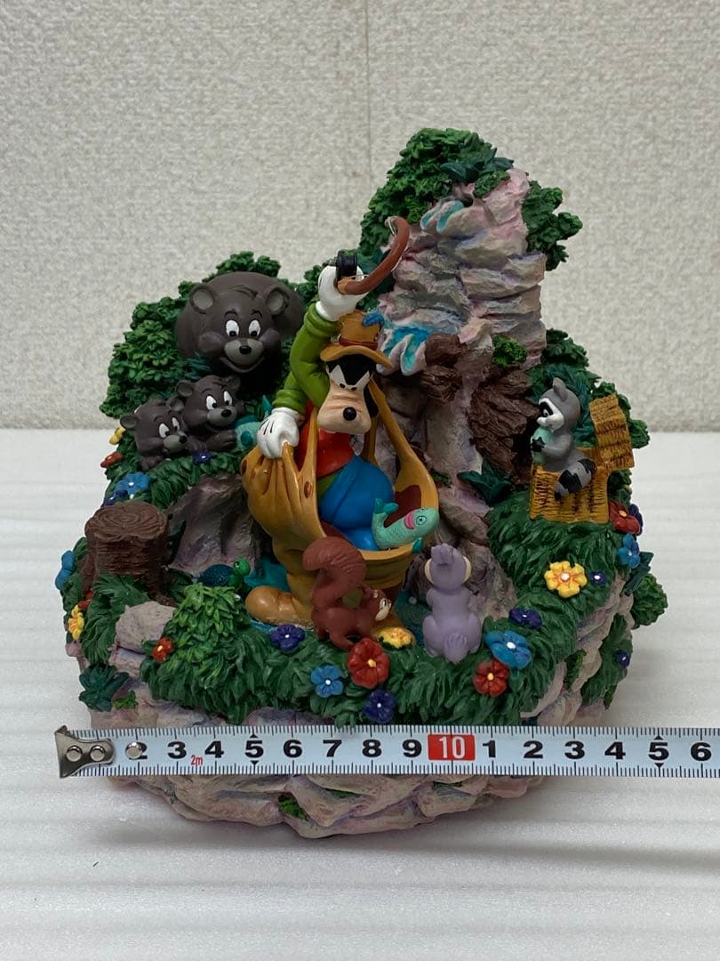 3-2886 廃盤品 ディズニー フィギュア グーフィー森の動物達 釣り 滝置物