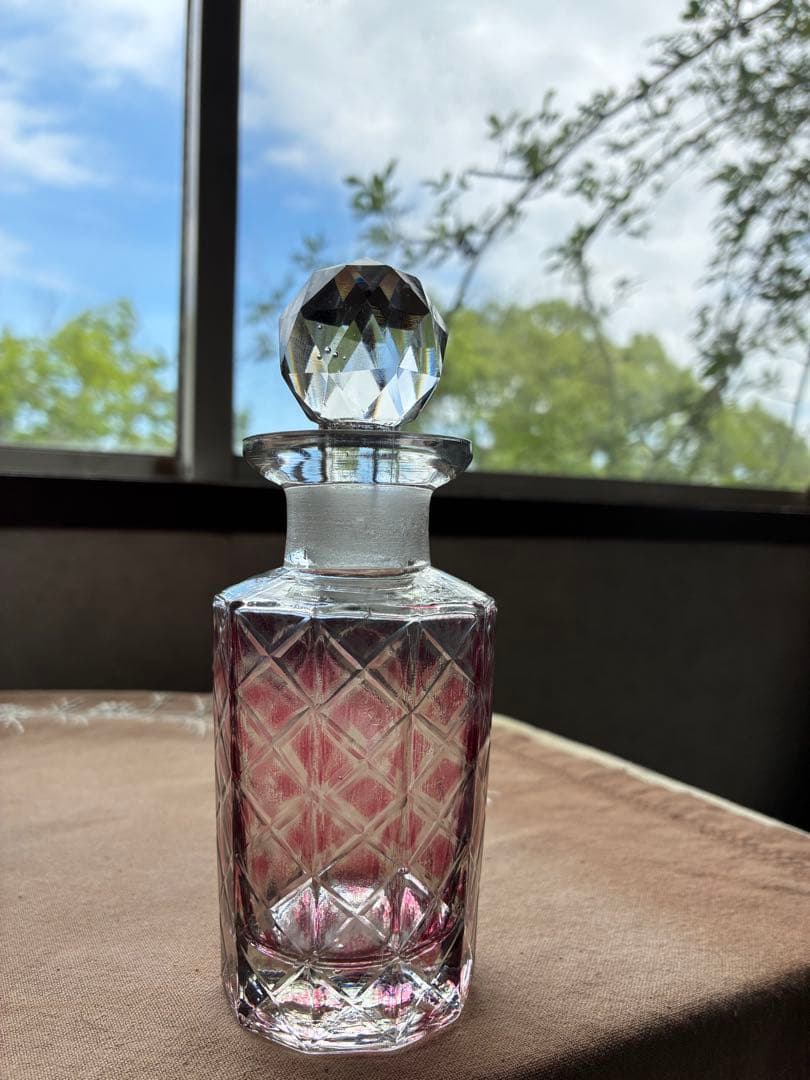 フランス アンティーク ガラス パフューム ボトル 香水瓶 レッド