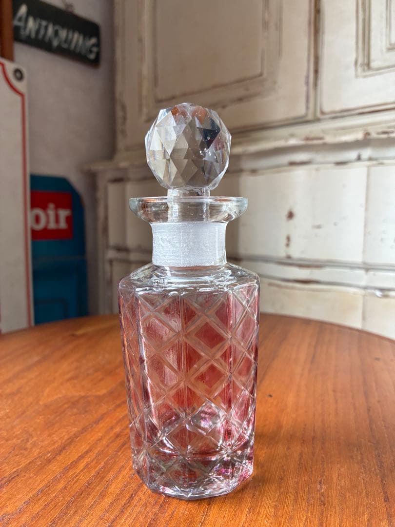 フランス アンティーク ガラス パフューム ボトル 香水瓶 レッド
