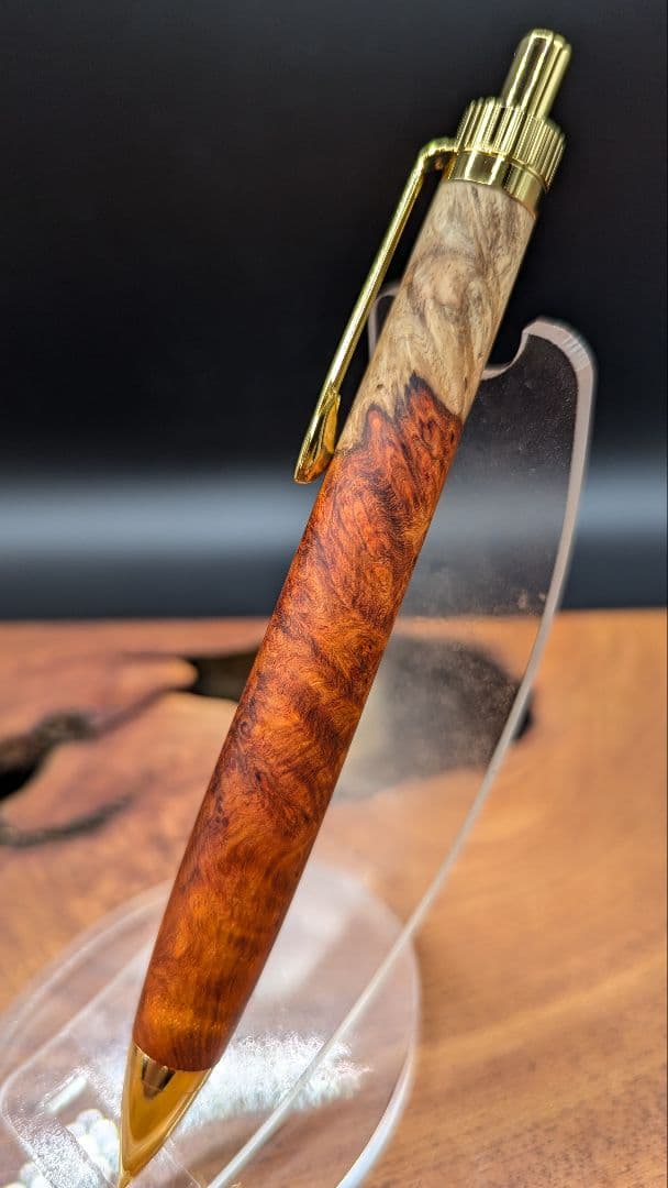 581極上 本花梨 紅白 瘤杢 木軸シャーペン ボールペン 2026年最新】工房楔