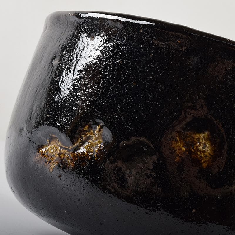 楽吉左衛門 十代旦入造 黒楽茶碗 銘「千鶴」 碌々斎極め箱 D R7892