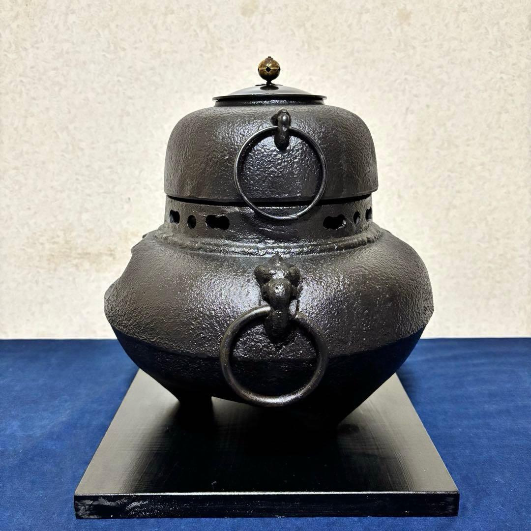 風炉/茶釜/電熱器/鬼面風炉釜/鉄風炉/野々田製電熱器/敷板/茶道具