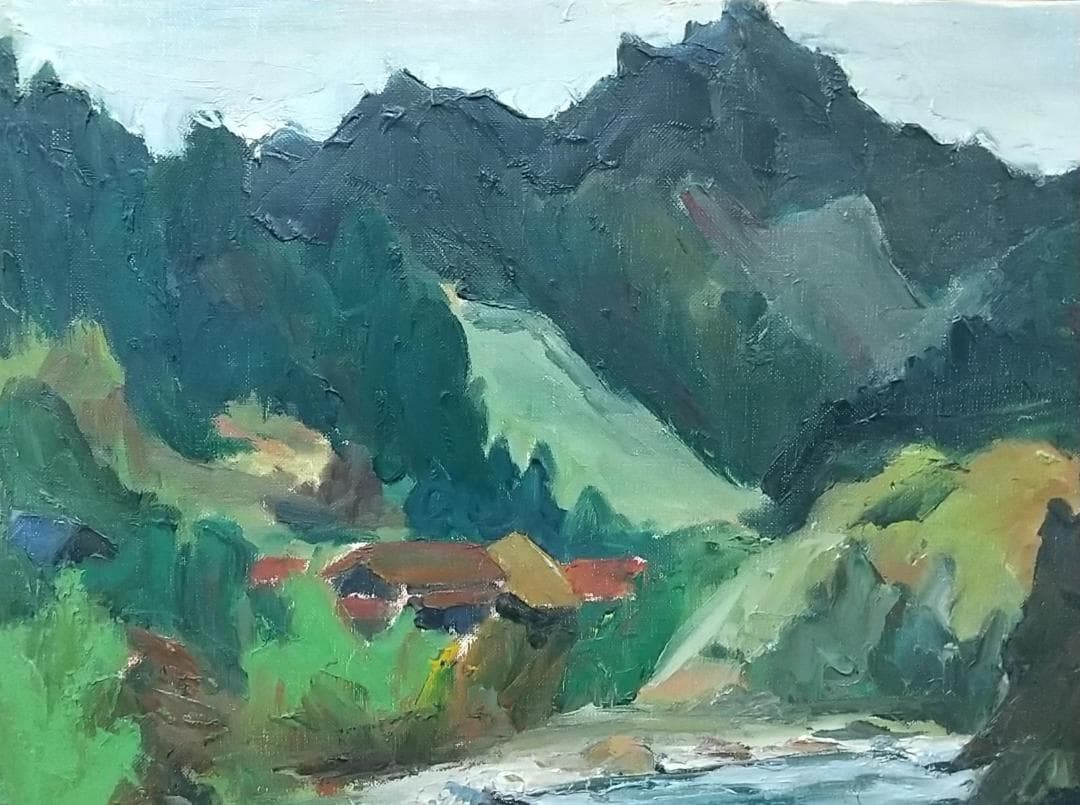 「飯能風景」名栗川 '60 絵画 F8 油絵