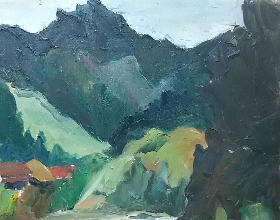 「飯能風景」名栗川 '60 絵画 F8 油絵