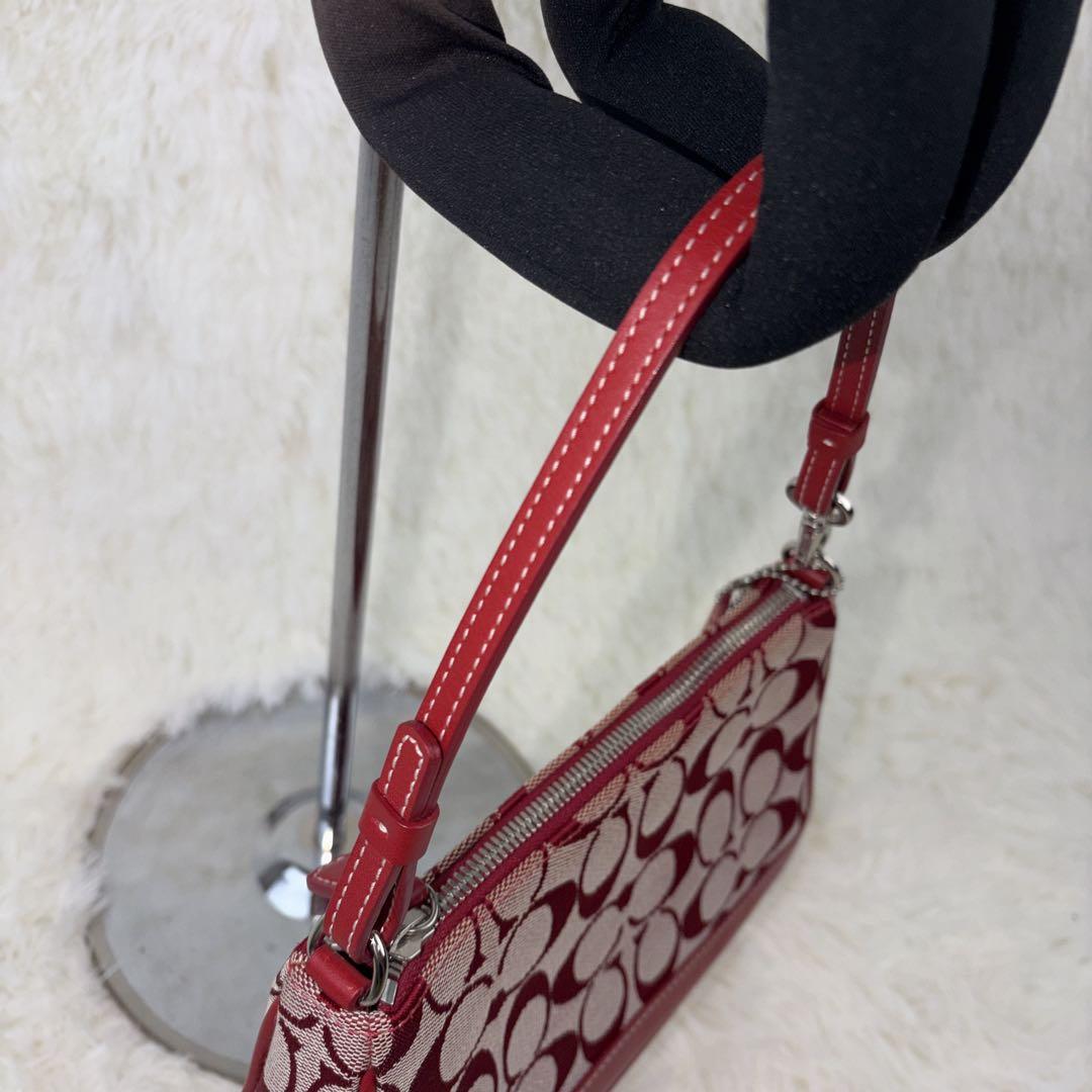 【美品】　COACH コーチレッド ワンショルダーバッグ　6094