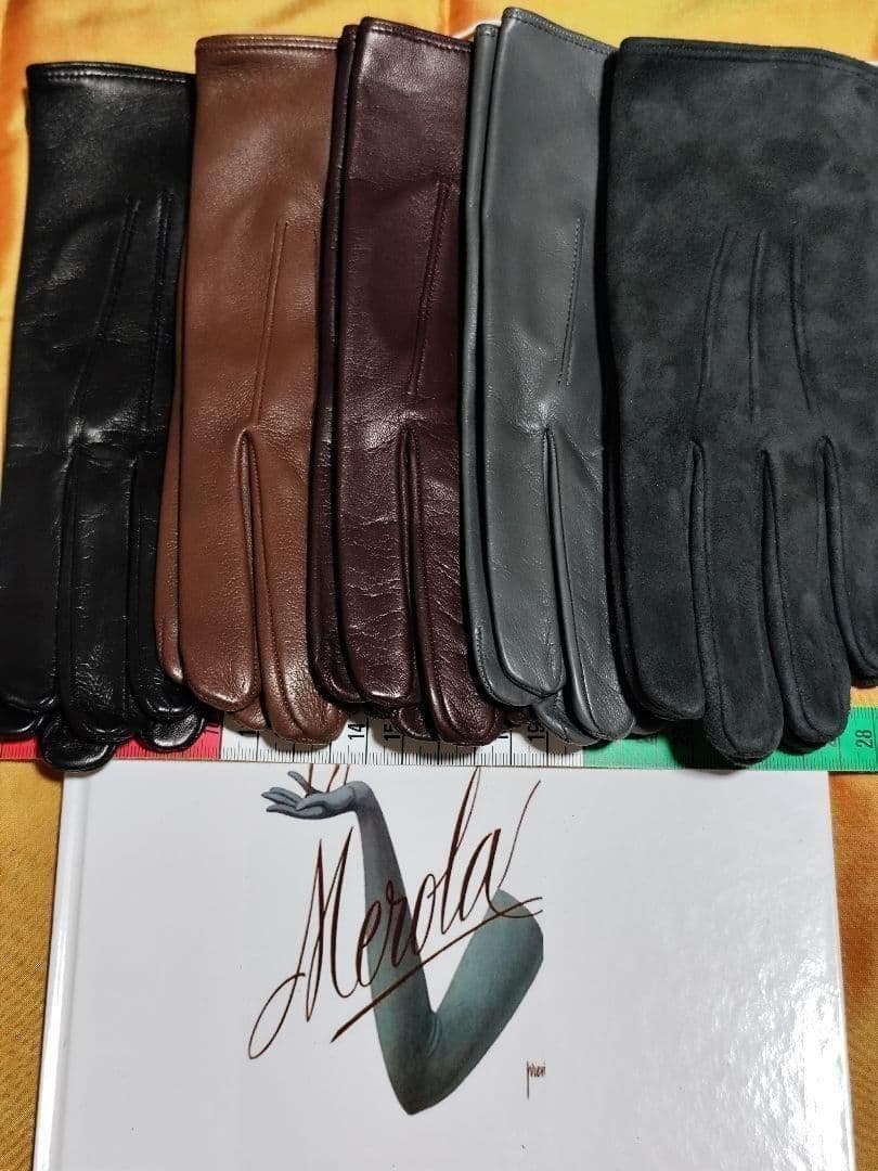 8.0サイズ メローラ ナッパ黒 ライニングなし グローブ 革手袋 MEROLA