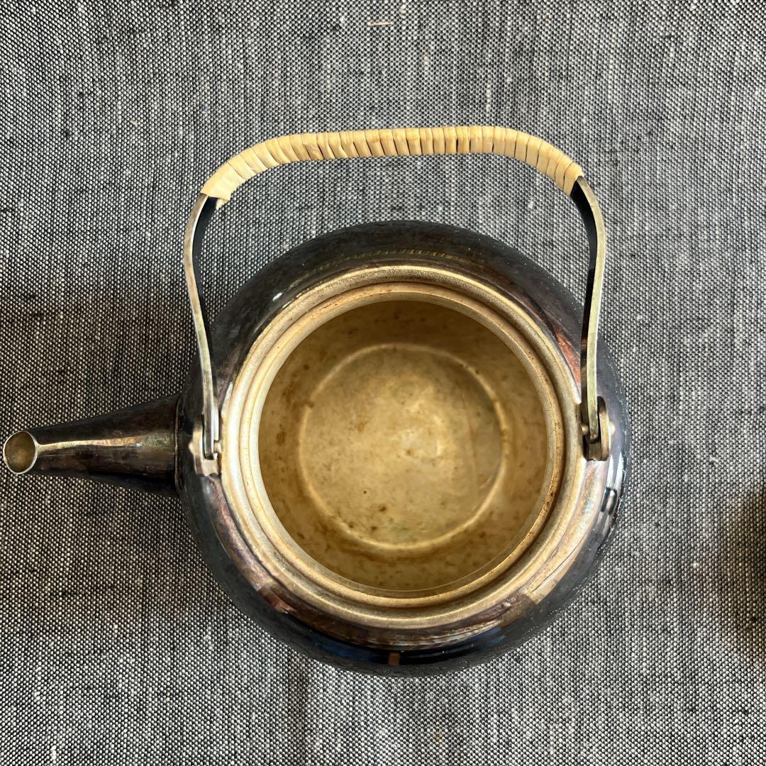 銀川堂『いぶし銀』黄銅 茶器揃 急須＆茶托10客 煎茶道具 金属工芸