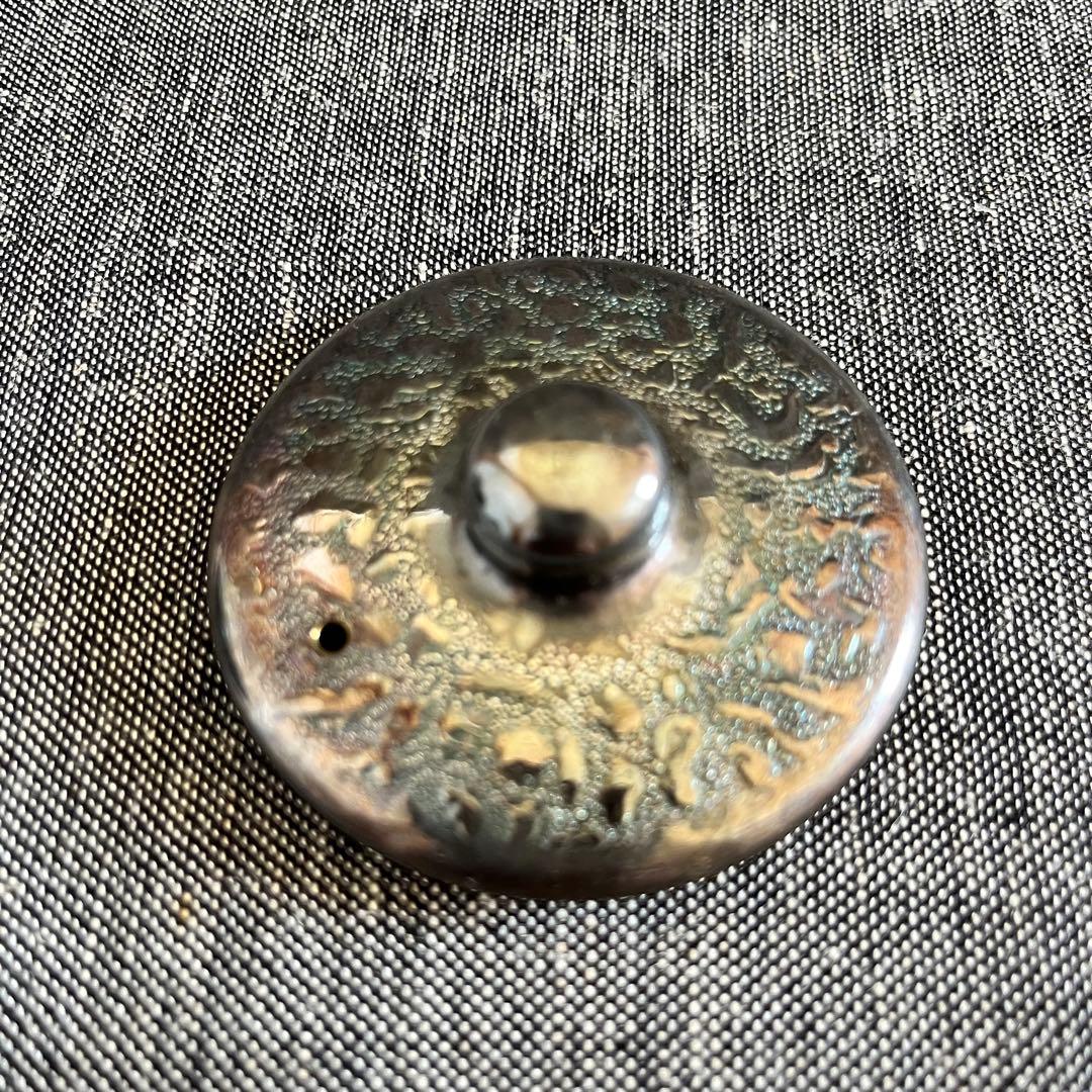 銀川堂『いぶし銀』黄銅 茶器揃 急須＆茶托10客 煎茶道具 金属工芸