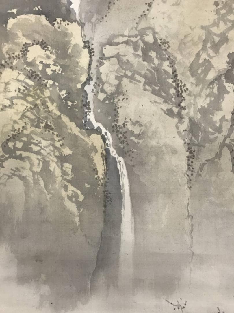 真作】光年/梅花山水図/山水図/早春図/掛軸/名家伝来/AB-956