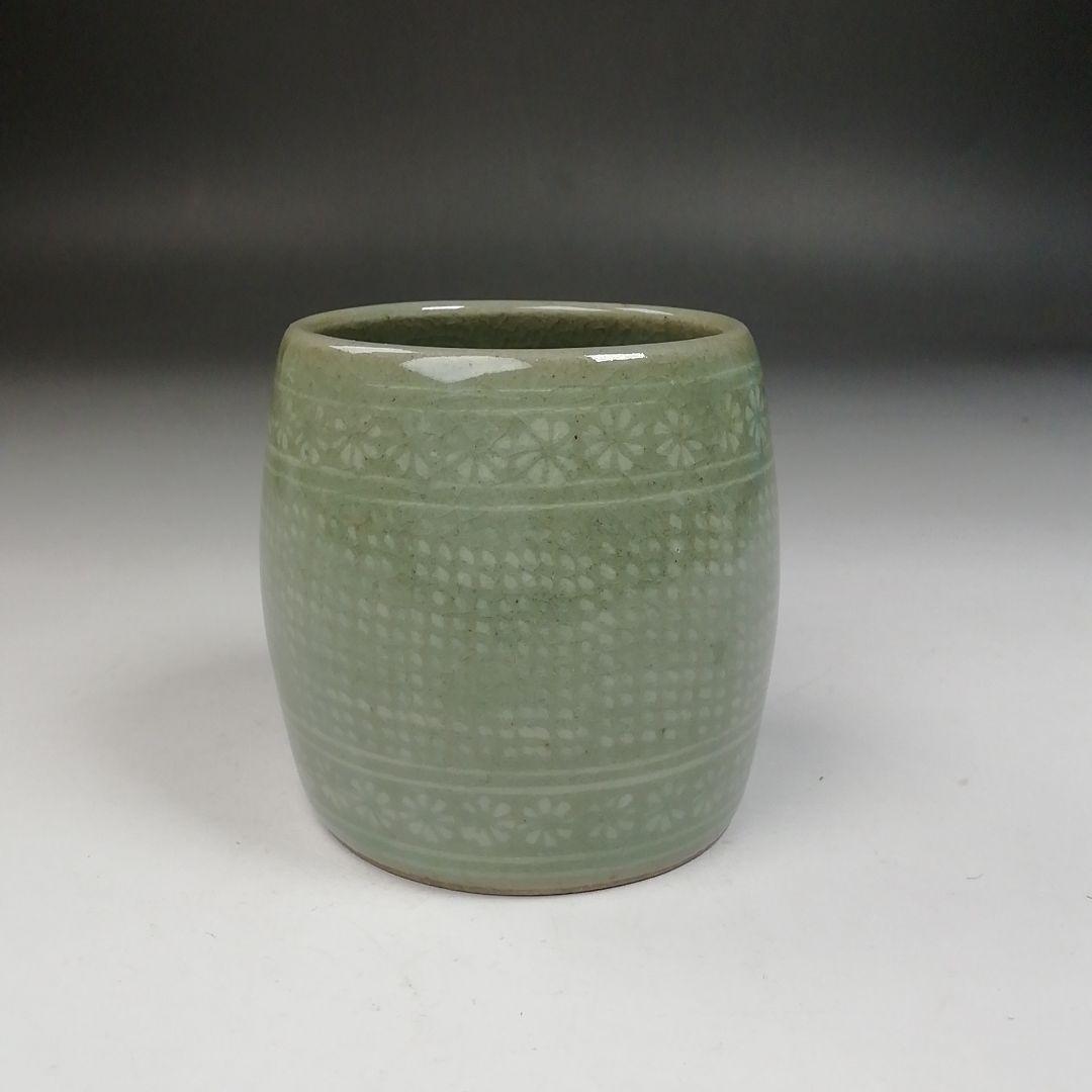 Ｔ９６９　皆具　『青磁　皆具』『釜谷陶房　申相浩 作』　共箱　茶道具