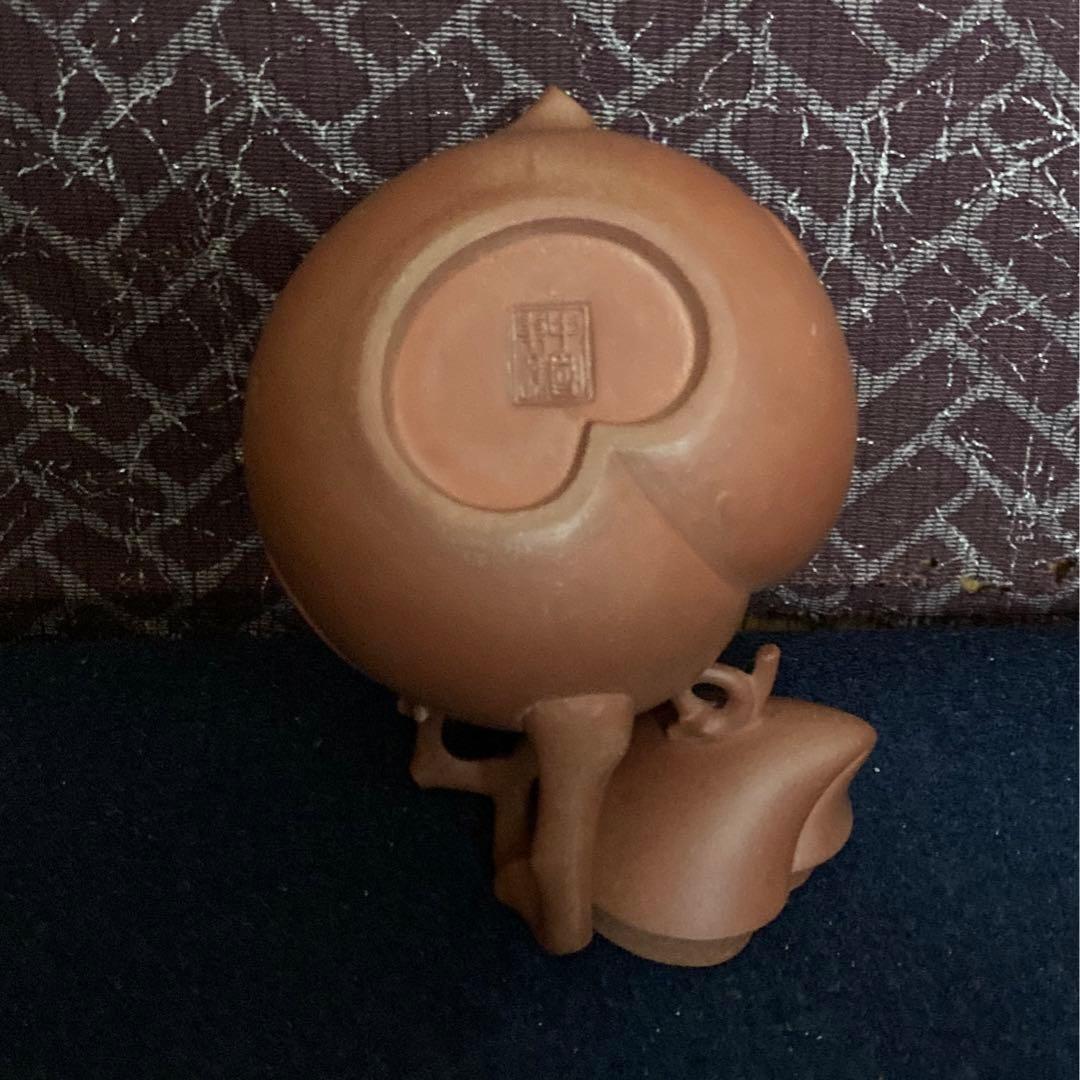 朱泥桃型茶心壷 朱泥急須 煎茶