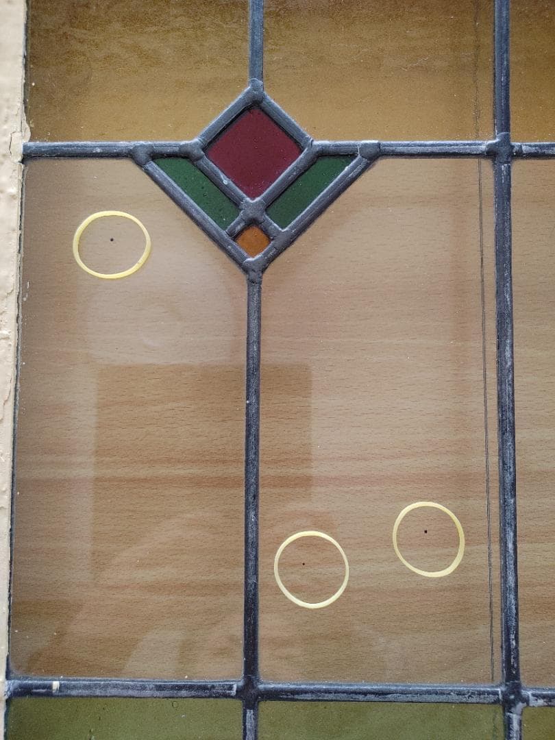アンティークステンドグラス窓枠w48,8×h51×d4，2㎝