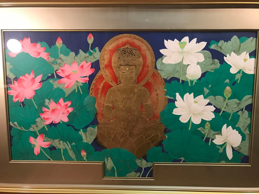 中島千波「大日如来蓮地図」リトグラフ＋エンボス技法 直筆サイン