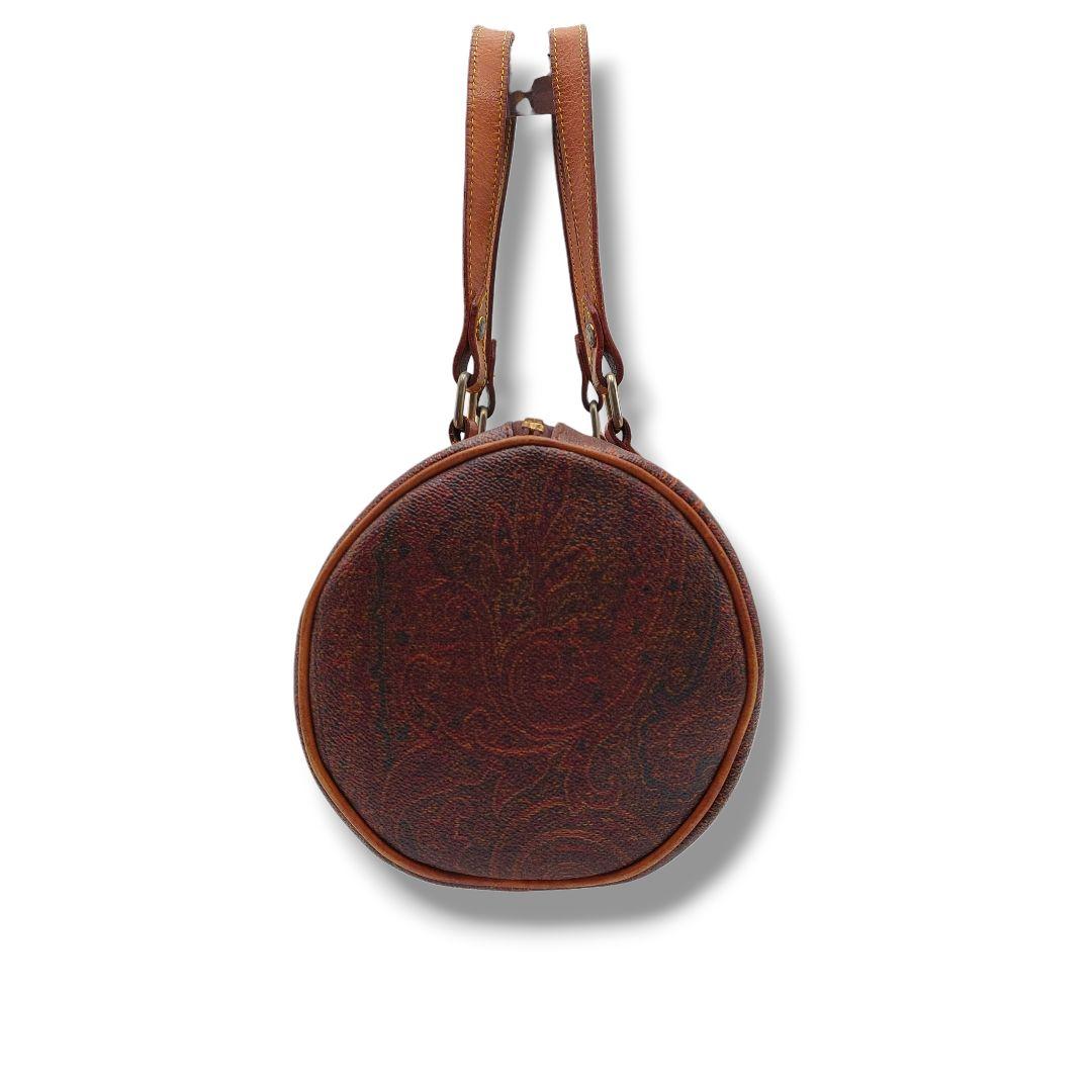 【希少】ETRO　エトロ　ミニボストンバッグ　総柄　ペイズリー　良品　レザー