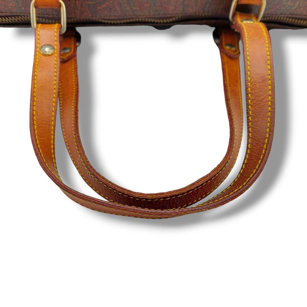 【希少】ETRO　エトロ　ミニボストンバッグ　総柄　ペイズリー　良品　レザー