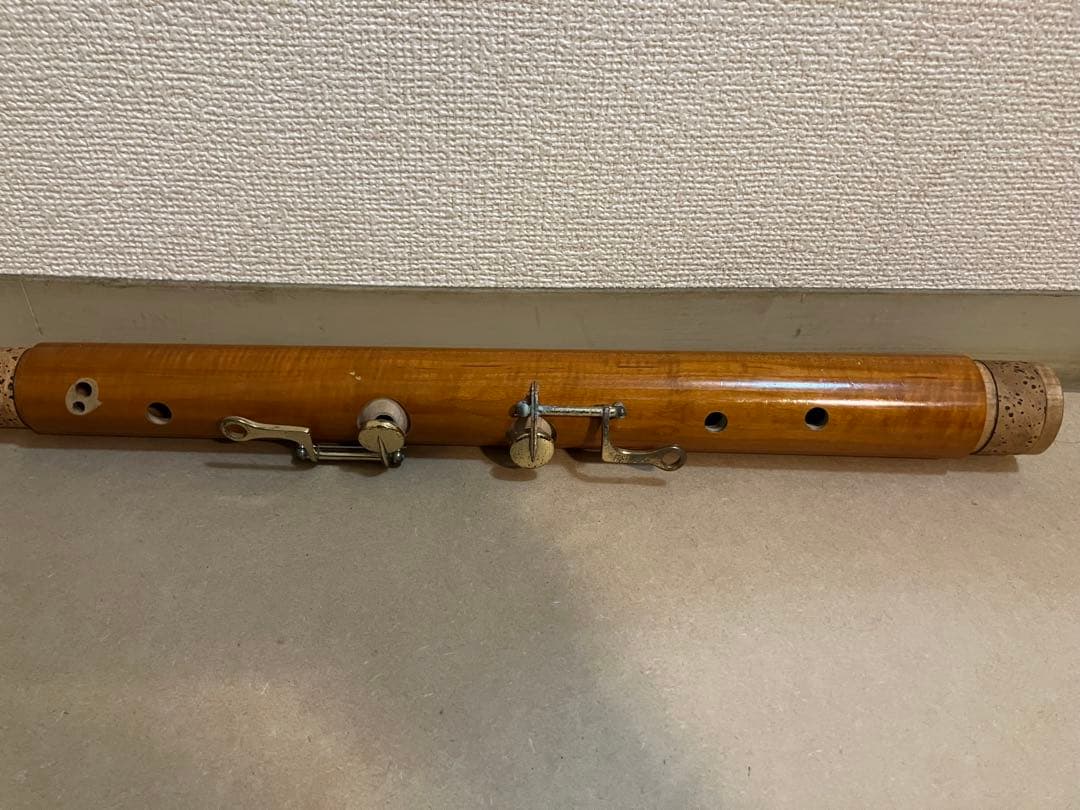 Zen-On 木製 バスリコーダー ケース付 管体美品 経年劣化あり