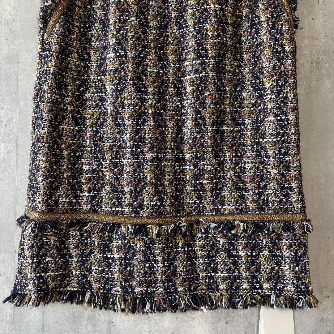 新品✨Viaggio Blu 高級ツイード タイトスカート 秋冬　フリンジ