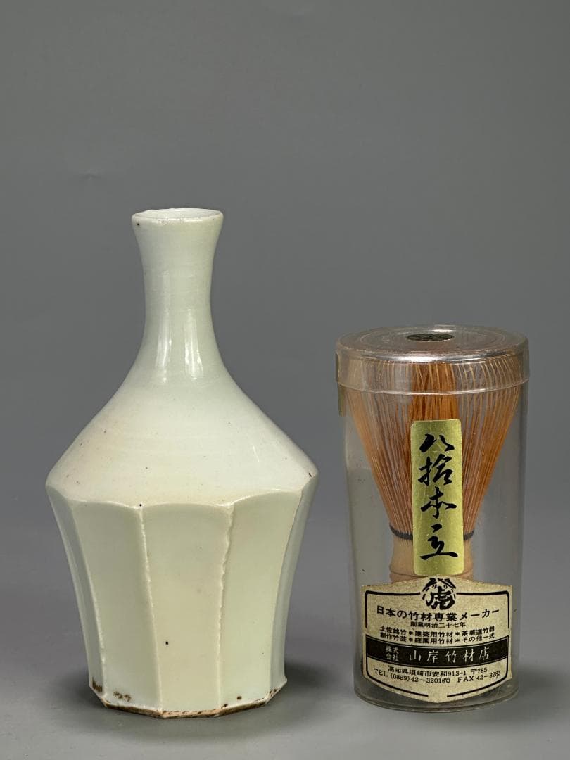 日本美術 古伊万里 白磁 面取徳利 李朝風 時代花瓶 美品 朝鮮半島