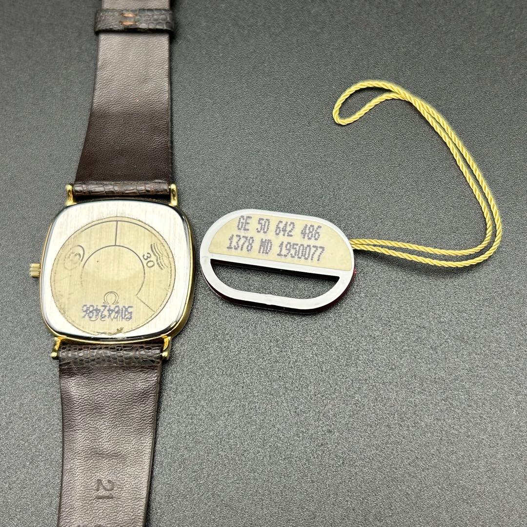 美品 オメガ デビル 新品電池 箱タグ付 195.0077 ストライプ メンズ