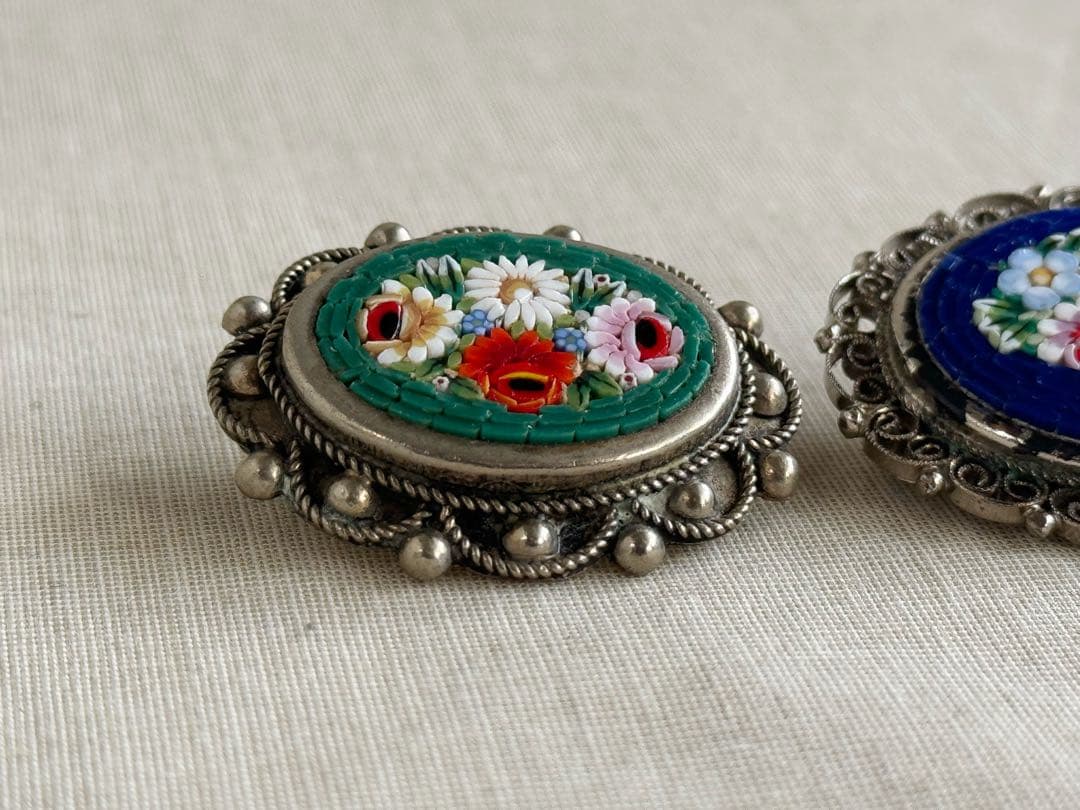 1950s〜 イタリア製 マイクロモザイク ブローチ 3点セット