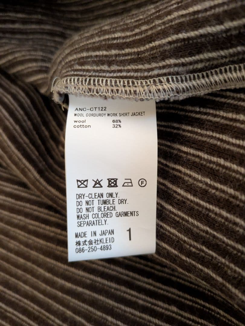 ジャケット・アウター ANCELLM WOOL CORDUROY WORK SHIRT JACKET