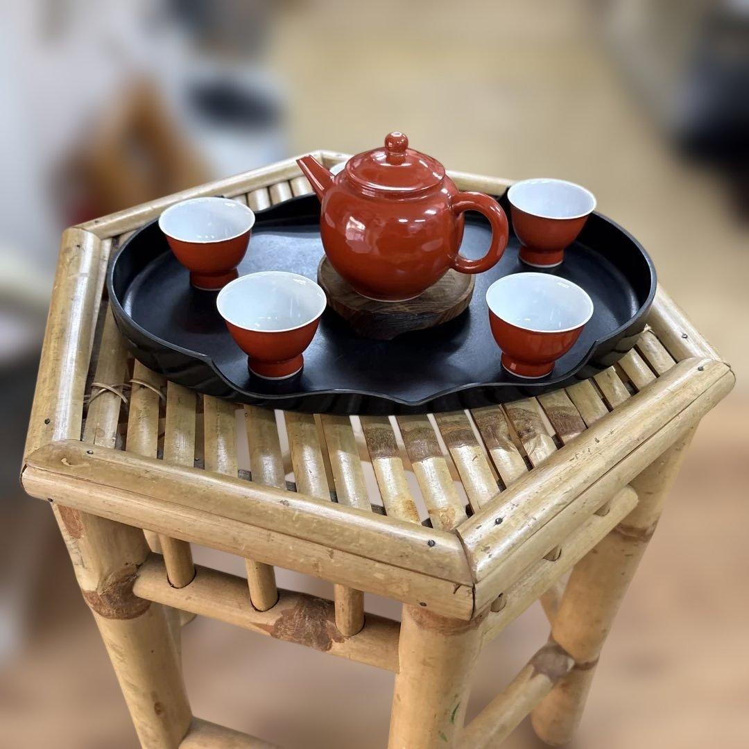 は*ま様 【平安春峰】煎茶器セット 銘あり 急須 湯呑5客 木製茶托付