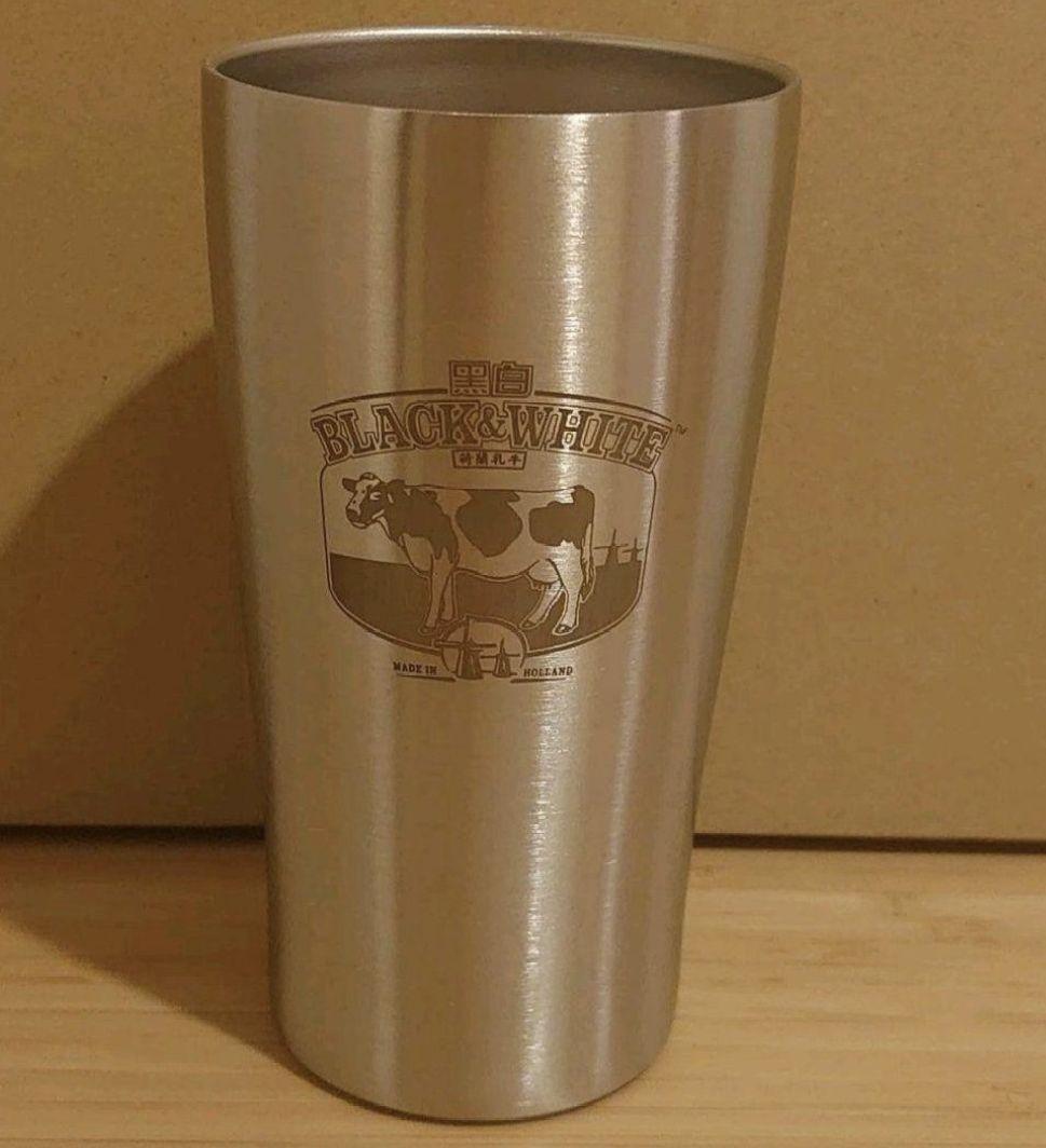 香港　黑白淡奶　ステンレスカップ　ストロー　セット