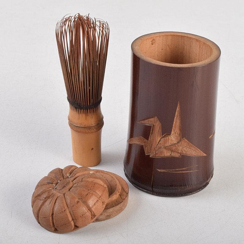 茶道具 古布 小さな茶箱 茶碗 香合など 八点 一式 仕覆付 C R9394