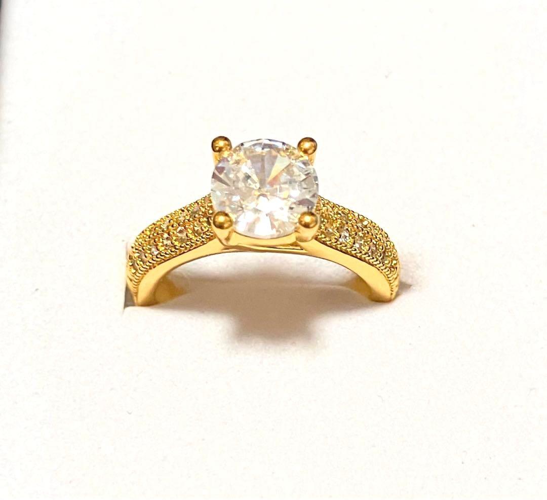 K18 刻印 ダイヤモンドリング 1粒ダイヤ パヴェ 10号 形見分け品