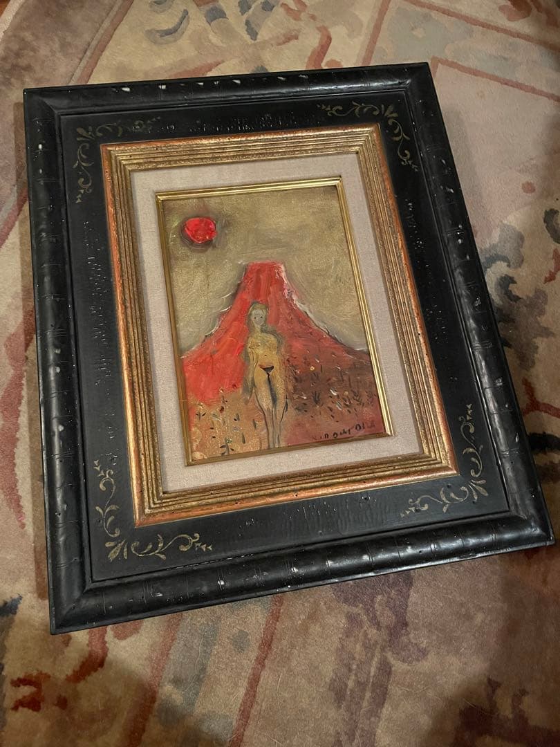 絵画　織田廣喜　オダヒロキ　富士と少女　油彩　織田ひろき　美術品　おだひろき