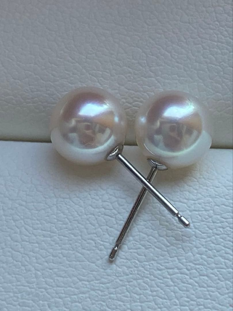 2014 Pt900❣️あこや真珠7-7.5mm ピアス Aly手作 - メルカリ